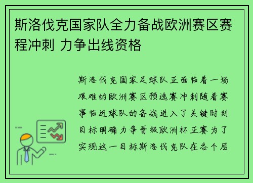 斯洛伐克国家队全力备战欧洲赛区赛程冲刺 力争出线资格